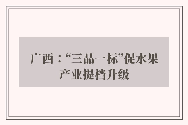 广西：“三品一标”促水果产业提档升级