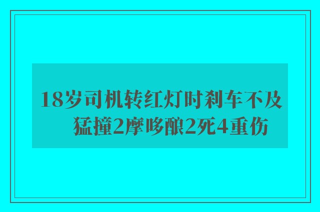 18岁司机转红灯时刹车不及　猛撞2摩哆酿2死4重伤