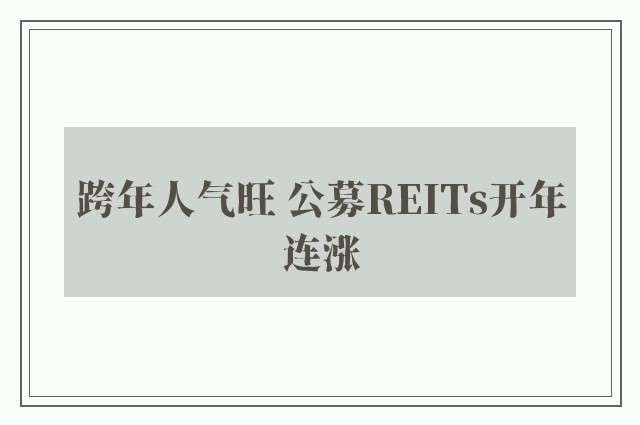 跨年人气旺 公募REITs开年连涨