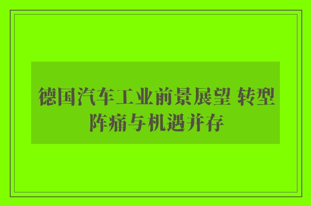 德国汽车工业前景展望 转型阵痛与机遇并存