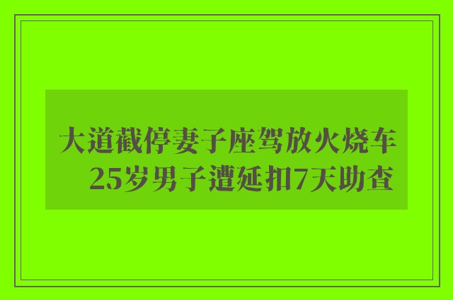 大道截停妻子座驾放火烧车　25岁男子遭延扣7天助查